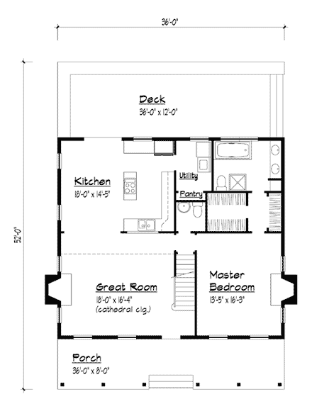 Country House Plan 41021 with 3 Beds, 3 Baths First Level Plan