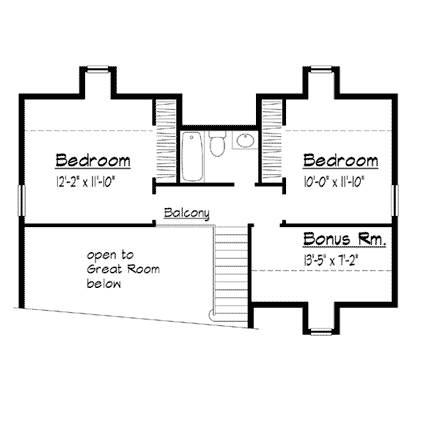 Country House Plan 41021 with 3 Beds, 3 Baths Second Level Plan