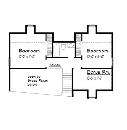 Country House Plan 41022 with 3 Beds, 3 Baths Second Level Plan
