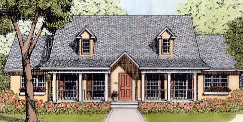 Country, One-Story House Plan 41023 with 3 Beds, 2 Baths Elevation