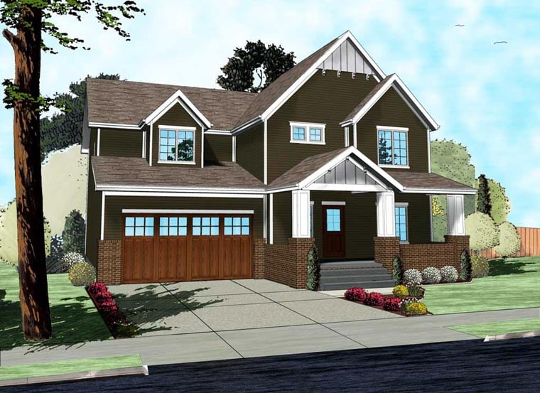 Craftsman, Traditional House Plan 41103 with 4 Beds, 3 Baths, 2 Car Garage Elevation