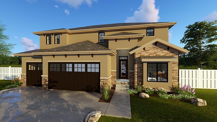 House Plan 41104 with 4 Beds, 3 Baths, 3 Car Garage Elevation