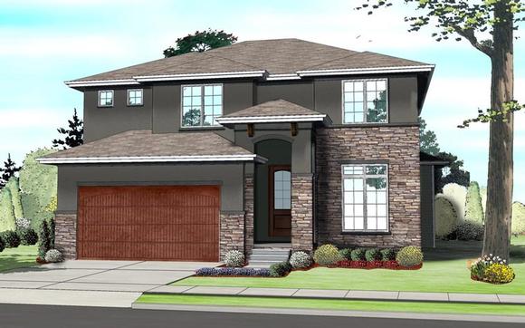 Contemporary, Prairie, Southwest House Plan 41109 with 4 Beds, 4 Baths, 2 Car Garage Elevation