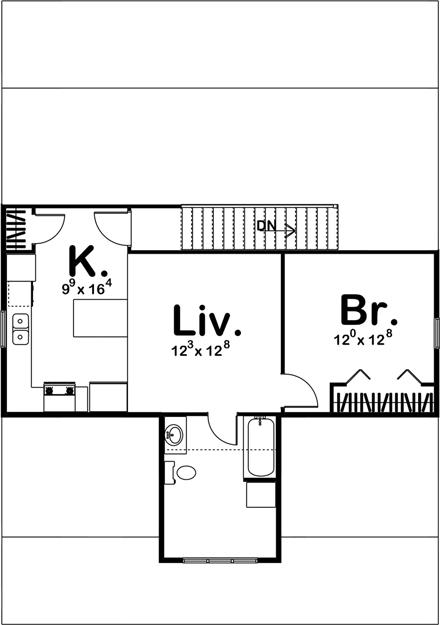 Craftsman, Traditional 3 Car Garage Apartment Plan 41110 with 1 Beds, 1 Baths Second Level Plan
