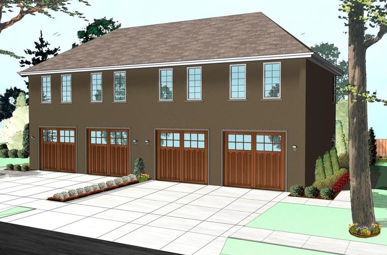 Colonial, Traditional Multi-Family Plan 41112 with 2 Beds, 2 Baths, 4 Car Garage Elevation