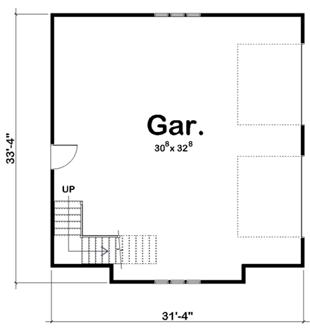 Craftsman, Traditional 2 Car Garage Plan 41128 with 1 Beds, 1 Baths First Level Plan