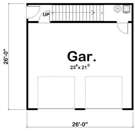 Mediterranean, Traditional 2 Car Garage Apartment Plan 41129 with 1 Beds, 1 Baths First Level Plan