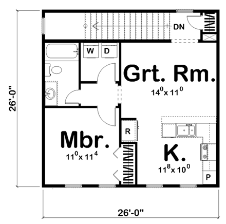Mediterranean, Traditional 2 Car Garage Apartment Plan 41129 with 1 Beds, 1 Baths Second Level Plan