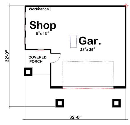 Craftsman, Traditional 2 Car Garage Plan 41138 First Level Plan