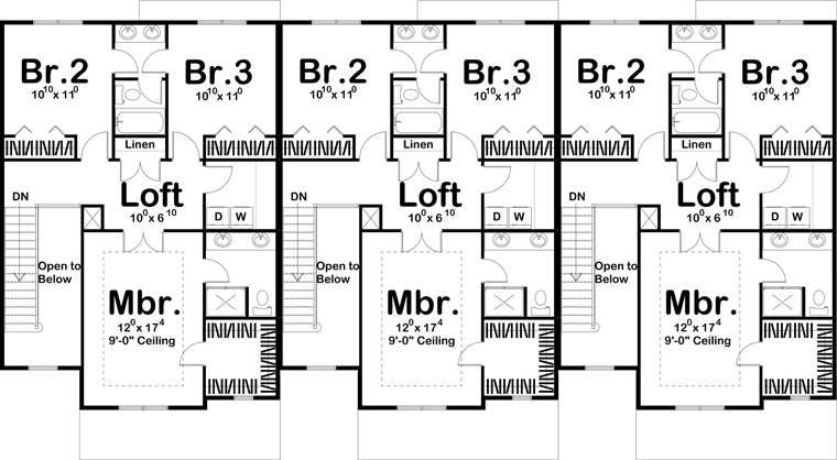 Traditional Multi-Family Plan 41141 with 9 Beds, 9 Baths, 6 Car Garage Level Two