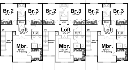 Traditional Multi-Family Plan 41141 with 9 Beds, 9 Baths, 6 Car Garage Second Level Plan