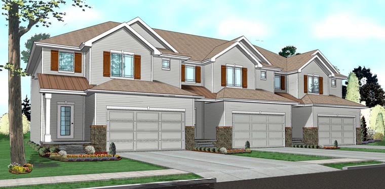 Traditional Multi-Family Plan 41141 with 9 Beds, 9 Baths, 6 Car Garage Elevation