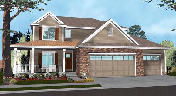 Farmhouse, Traditional House Plan 41143 with 4 Beds, 3 Baths, 3 Car Garage Elevation