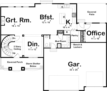 Craftsman House Plan 41146 with 4 Beds, 4 Baths, 3 Car Garage First Level Plan