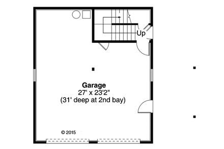Traditional 2 Car Garage Apartment Plan 41149 with 1 Beds, 1 Baths First Level Plan
