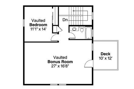Traditional 2 Car Garage Apartment Plan 41149 with 1 Beds, 1 Baths Second Level Plan