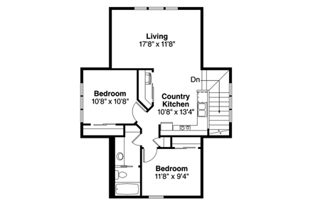 Craftsman, Farmhouse 2 Car Garage Apartment Plan 41156 with 2 Beds, 1 Baths Second Level Plan