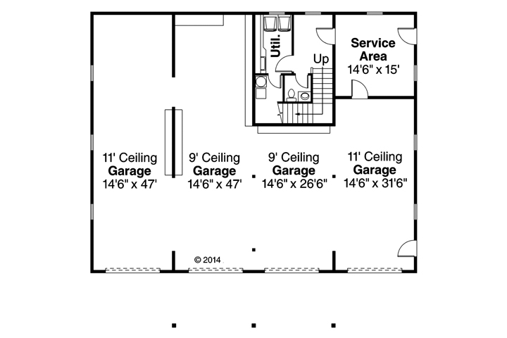 Country 6 Car Garage Plan 41159 Level One
