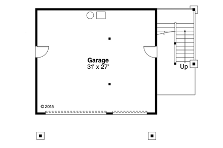 Craftsman 3 Car Garage Apartment Plan 41162 with 1 Beds, 1 Baths First Level Plan