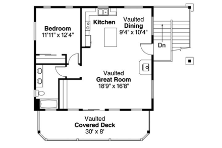 Craftsman 3 Car Garage Apartment Plan 41162 with 1 Beds, 1 Baths Second Level Plan