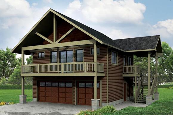 Craftsman 3 Car Garage Apartment Plan 41162 with 1 Beds, 1 Baths Elevation