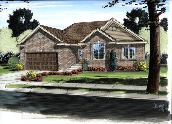 Traditional House Plan 41173 with 3 Beds, 2 Baths, 2 Car Garage Elevation