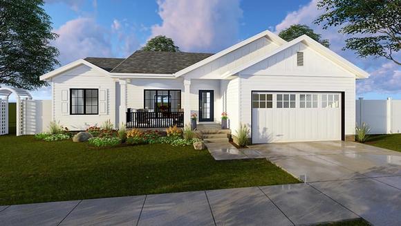 Ranch, Traditional House Plan 41184 with 3 Beds, 2 Baths, 2 Car Garage Elevation