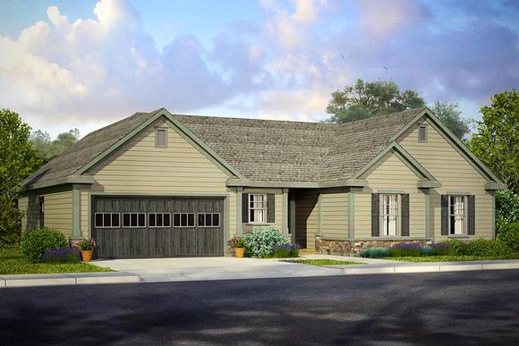 Country, Ranch, Traditional House Plan 41202 with 3 Beds, 3 Baths, 2 Car Garage Elevation