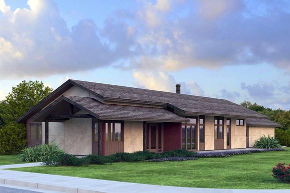 Contemporary, Ranch House Plan 41203 with 3 Beds, 2 Baths, 2 Car Garage Elevation