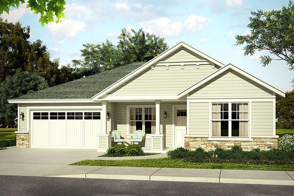 Bungalow, Cottage, Country, Ranch, Traditional House Plan 41214 with 3 Beds, 2 Baths, 2 Car Garage Elevation