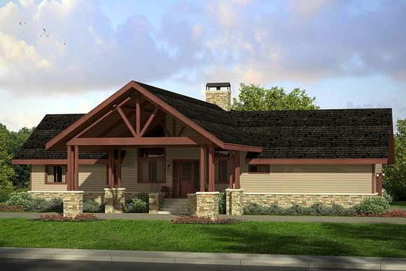 Country, Ranch House Plan 41216 with 2 Beds, 2 Baths, 2 Car Garage Elevation