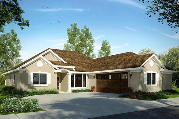 Florida, Mediterranean House Plan 41219 with 3 Beds, 2 Baths, 2 Car Garage Elevation
