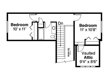 Bungalow, Cottage, Craftsman House Plan 41221 with 3 Beds, 3 Baths, 2 Car Garage Second Level Plan
