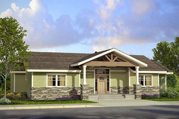 Country, Craftsman, Ranch House Plan 41226 with 2 Beds, 2 Baths, 2 Car Garage Elevation