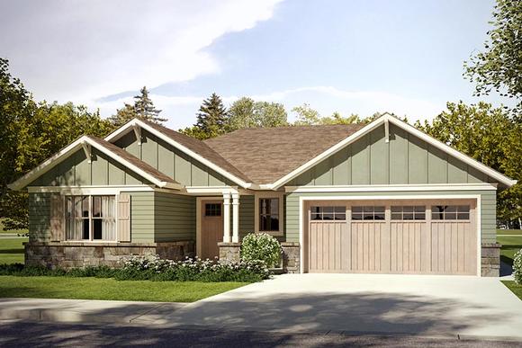 Cottage, Country, Craftsman House Plan 41231 with 3 Beds, 2 Baths, 2 Car Garage Elevation