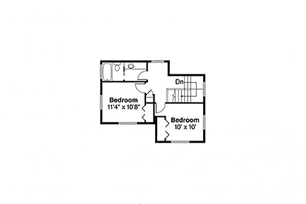 Contemporary, Modern, Prairie, Southwest House Plan 41236 with 3 Beds, 3 Baths, 2 Car Garage Second Level Plan