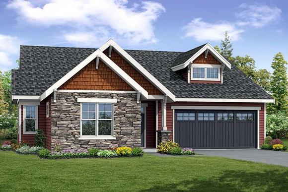 Cottage, Country, Craftsman House Plan 41255 with 3 Beds, 3 Baths, 2 Car Garage Elevation