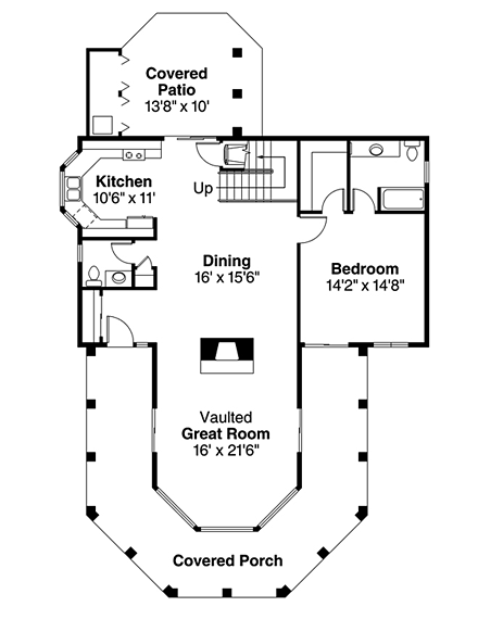 Florida, Mediterranean, Southwest House Plan 41256 with 2 Beds, 3 Baths First Level Plan