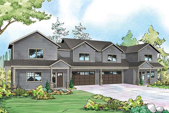Contemporary, Cottage, Country Multi-Family Plan 41260 with 6 Beds, 6 Baths, 4 Car Garage Elevation