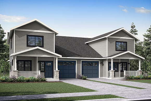 Contemporary, Country, Craftsman, Traditional Multi-Family Plan 41261 with 6 Beds, 6 Baths, 2 Car Garage Elevation