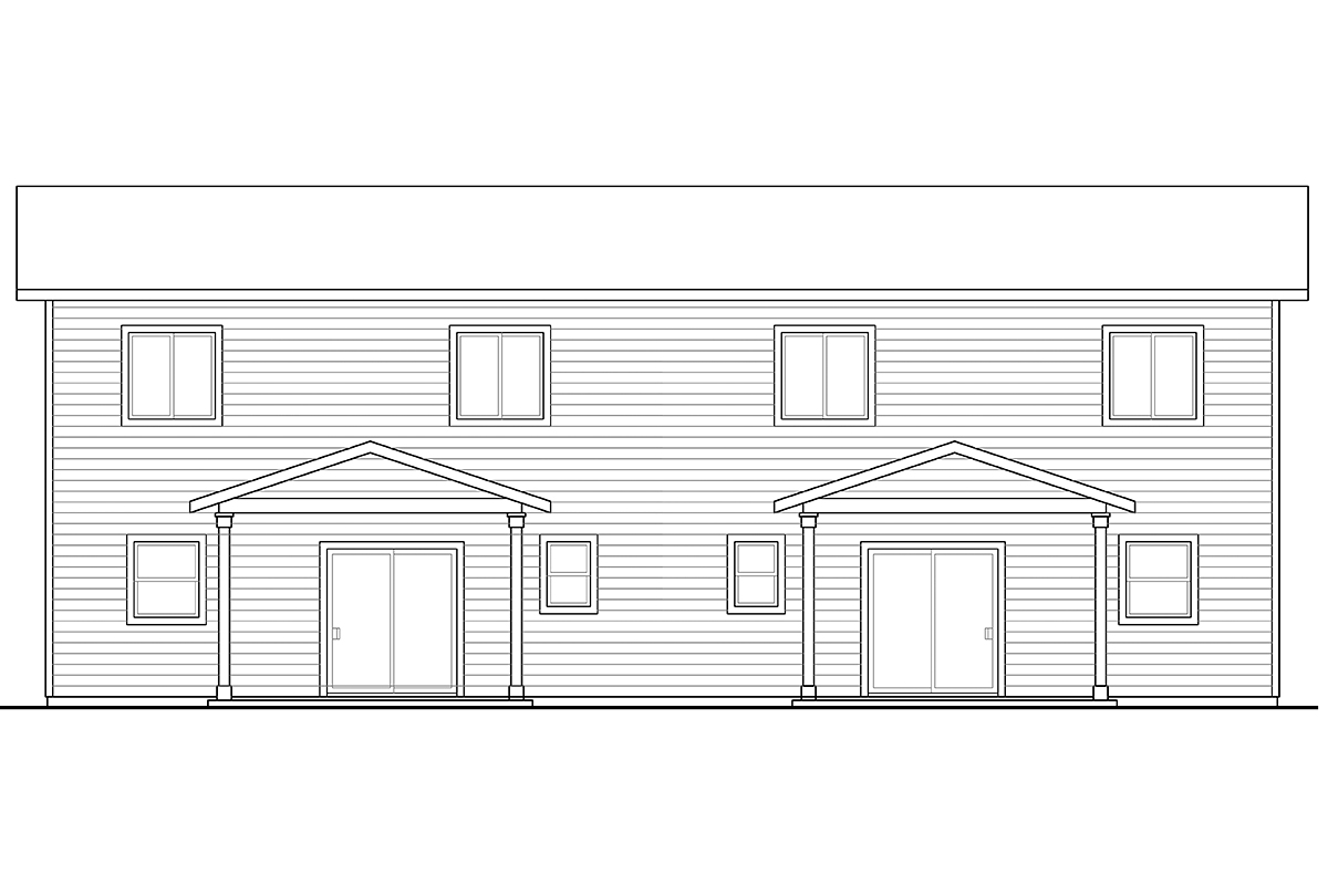 Contemporary Country Craftsman Traditional Rear Elevation of Plan 41261
