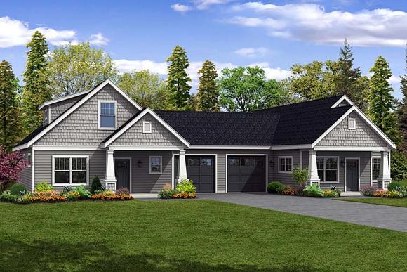 Cottage, Country, Craftsman Multi-Family Plan 41262 with 5 Beds, 4 Baths, 2 Car Garage Elevation