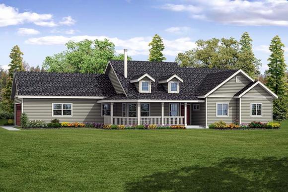 Country, Ranch, Traditional House Plan 41268 with 3 Beds, 2 Baths, 2 Car Garage Elevation