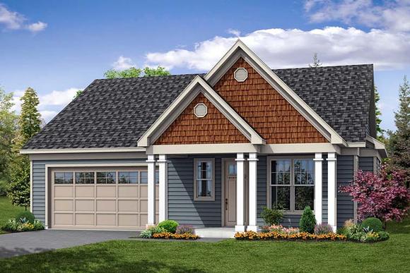 Bungalow, Contemporary, Cottage, Traditional House Plan 41269 with 3 Beds, 2 Baths, 2 Car Garage Elevation