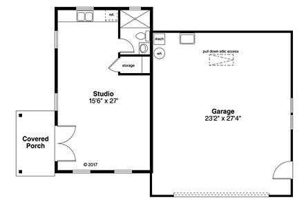 Cottage, Country 2 Car Garage Plan 41276 First Level Plan