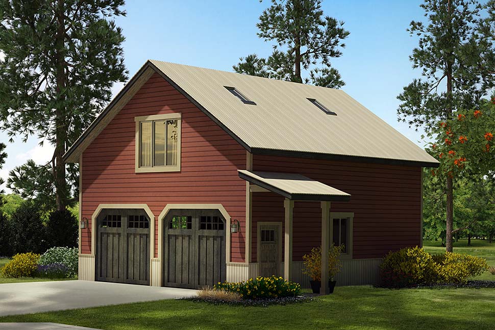 thumbnail image 2 of 16' X 20' Car Garage / Workshop Building Plans - Design #51620 With Material List 2 of 12