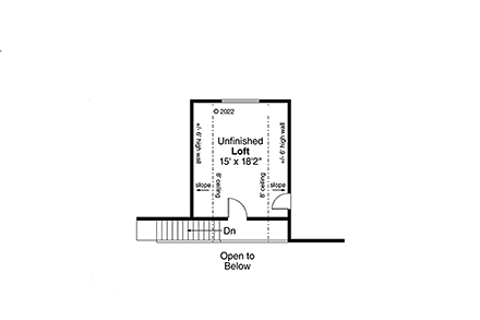 Cabin, Contemporary House Plan 41302 with 2 Beds, 2 Baths Second Level Plan