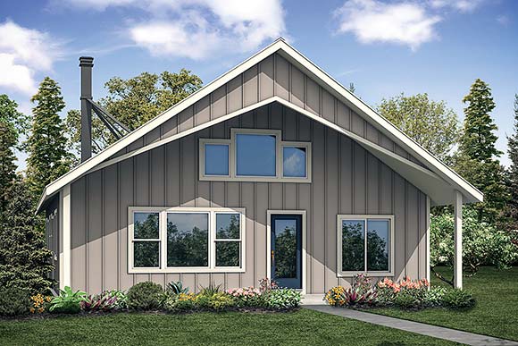 Cabin, Contemporary House Plan 41302 with 2 Beds, 2 Baths Elevation