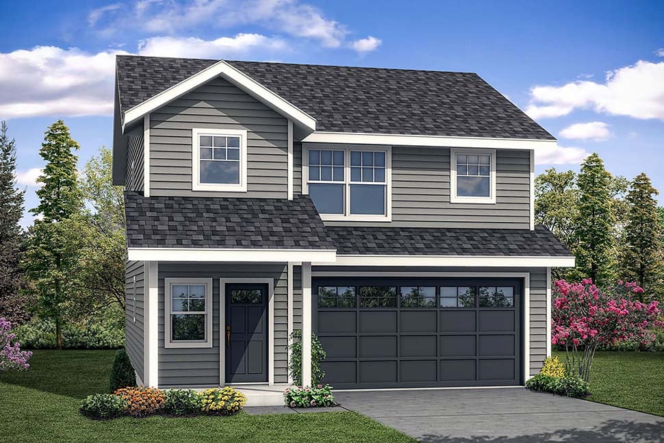 Country, Traditional Plan with 1628 Sq. Ft., 3 Bedrooms, 3 Bathrooms, 2 Car Garage Elevation