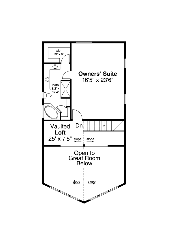 Cabin, Contemporary, Narrow Lot House Plan 41319 with 3 Beds, 2 Baths Level Two